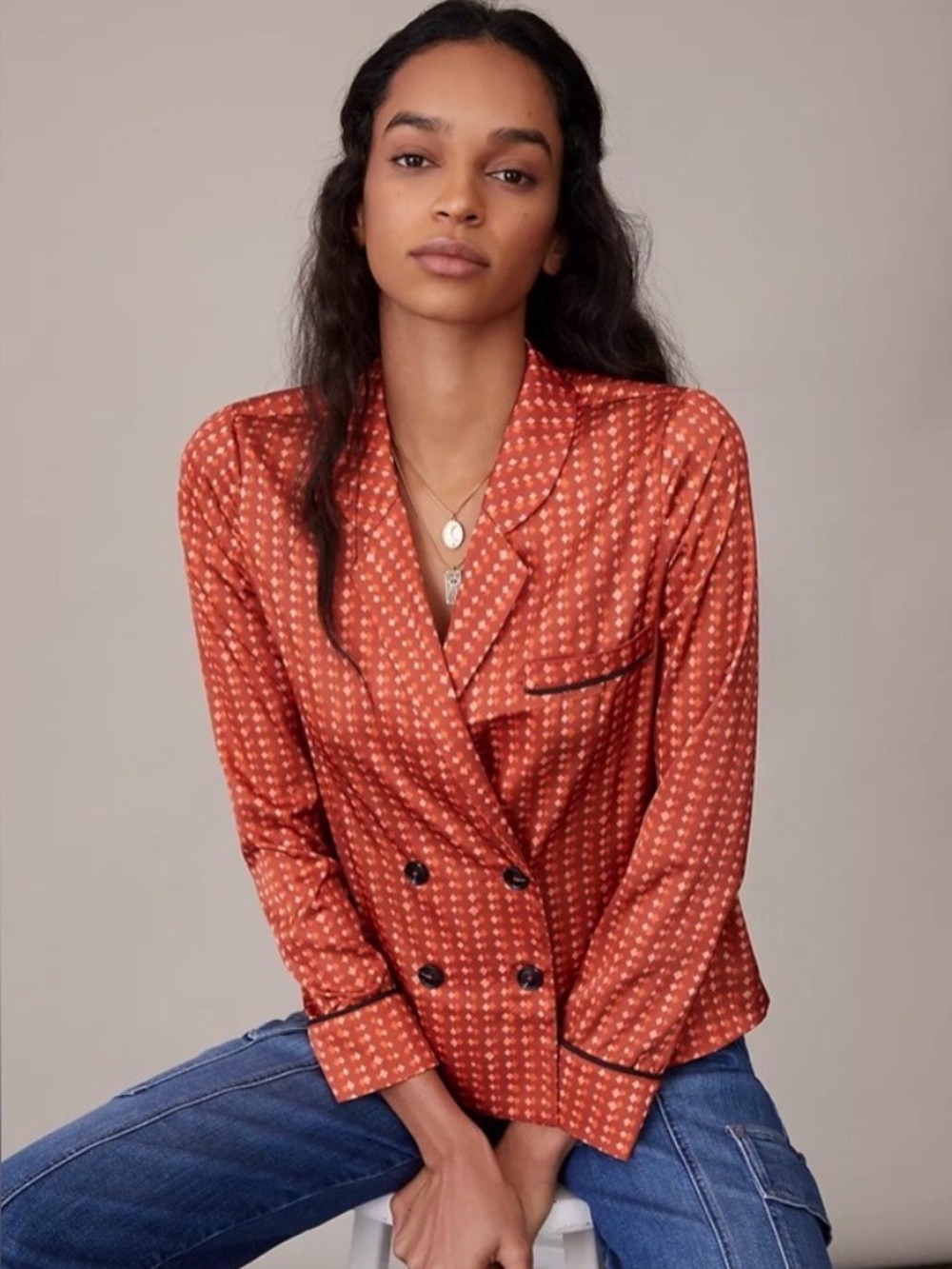 Anthropologie hutch women long sleeve Orange Rust Blazer light weight Medium